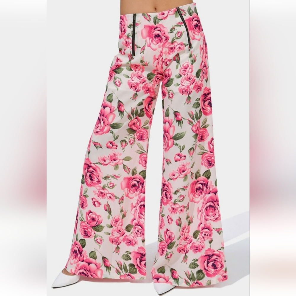 The Hanger Pink Floral Wide-Leg Pants